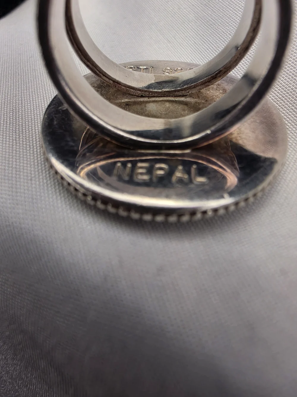2 Mohurs coin of Nepal Statement Ring Sterling Silver Sz 7.5